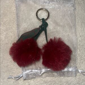 NEW Elegant Red Pom Pom Cherry Keychain/Bag Charm